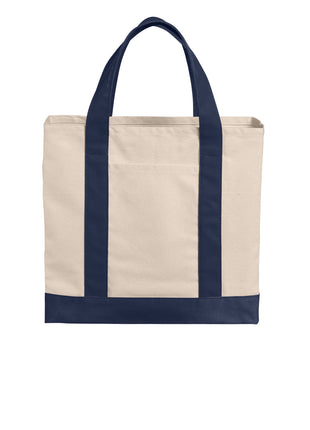 Port Authority® Cotton Canvas Two-Tone Tote BG429 - Natural/ River Blue Navy | Port Authority