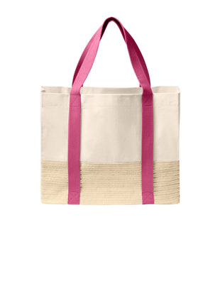 Port Authority® Straw Market Tote BG450 - Awareness Pink | Port Authority