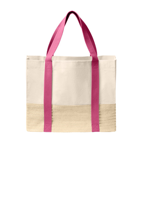 Port Authority® Straw Market Tote BG450 - Awareness Pink | Port Authority