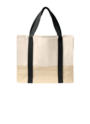 Port Authority® Straw Market Tote BG450 - Deep Black | Port Authority