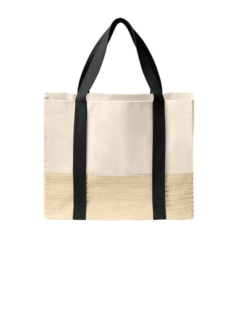 Port Authority® Straw Market Tote BG450 - Deep Black | Port Authority
