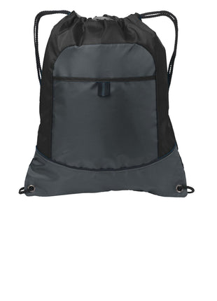 Port Authority® Pocket Cinch Pack. BG611 - Black/ Deep Smoke | Port Authority