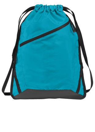 Port Authority® Zip-It Cinch Pack. BG616 - Tropic Blue/ Black | Port Authority