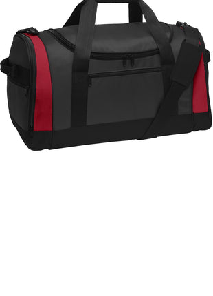 Port Authority® Voyager Sports Duffel. BG800 - Dark Grey/ Red | Port Authority