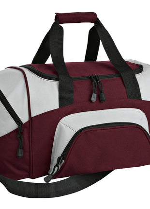 Port Authority® - Small Colorblock Sport Duffel. BG990S - Maroon/ Grey | Port Authority