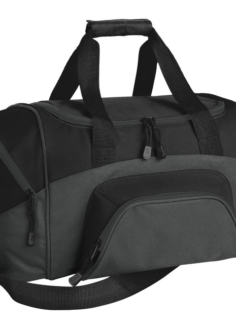 Port Authority® - Small Colorblock Sport Duffel. BG990S - Black/ Dark Charcoal | Port Authority