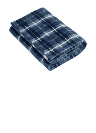 Port Authority® Small Ultra Plush Blanket BP33 - True Navy/ Dusk Herringbone Plaid | Port Authority