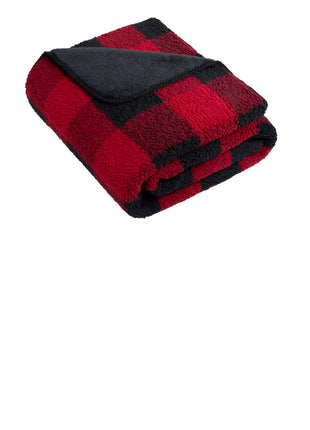 Port Authority® Double-Sided Sherpa/Plush Blanket BP48 - Black/ Red Buffalo Plaid | Port Authority