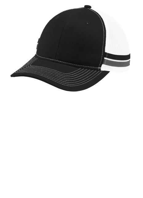 Port Authority ® Two-Stripe Snapback Trucker Cap. C113 - Black/ Grey Steel/ White | Port Authority