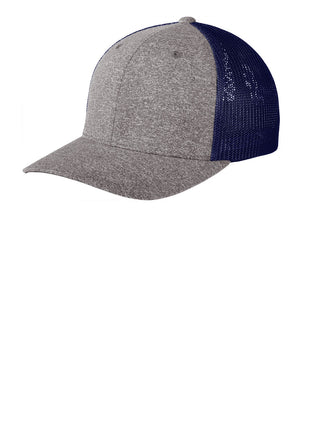 Port Authority ® Flexfit ® Melange Mesh Back Trucker Cap C302 - True Navy/ Grey Heather | Port Authority