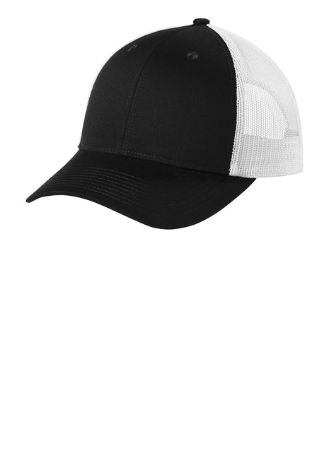 Port Authority ® Low-Profile Snapback Trucker Cap C402LP - Black/ White | Port Authority