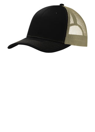 Port Authority® Snapback Trucker Cap. C402 - Black/ Tan | Port Authority
