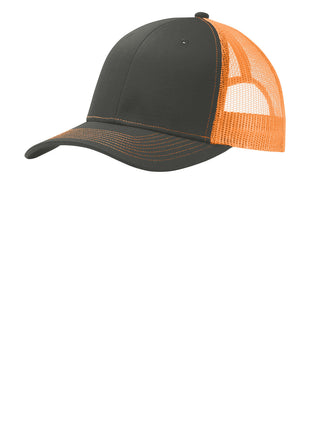 Port Authority® Snapback Trucker Cap. C402 - Grey Steel/ Neon Orange | Port Authority