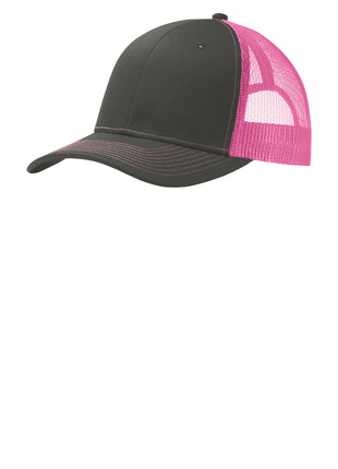 Port Authority® Snapback Trucker Cap. C402 - Grey Steel/ Neon Pink | Port Authority