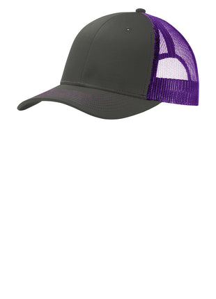 Port Authority® Snapback Trucker Cap. C402 - Grey Steel/ Purple | Port Authority
