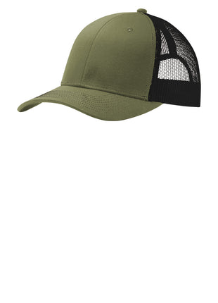 Port Authority® Snapback Trucker Cap. C402 - Olive Drab Green/ Black | Port Authority