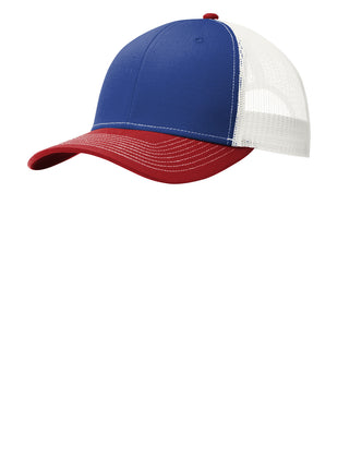 Port Authority® Snapback Trucker Cap. C402 - Patriot Blue/ Flame Red/ White | Port Authority