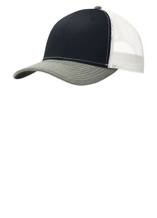 Port Authority® Snapback Trucker Cap. C402 - Rich Navy/ Heather Grey/ White | Port Authority
