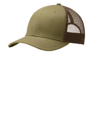 Port Authority® Snapback Trucker Cap. C402 - True Khaki/ Coffee | Port Authority