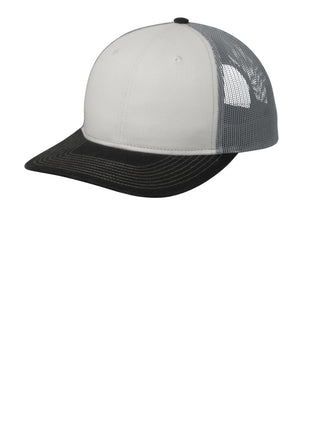 Port Authority® Snapback Trucker Cap. C402 - White/ Black/ Gusty Grey | Port Authority