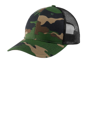 Port Authority® Snapback Trucker Cap. C402 - Woodland Camo/ Black | Port Authority