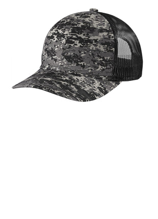 Port Authority ® Digi Camo Snapback Trucker Cap C404 - Black Digi/ Black | Port Authority