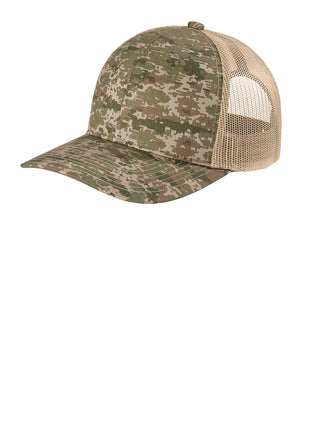 Port Authority ® Digi Camo Snapback Trucker Cap C404 - Olive Drab Green Digi/ Coyote Brown | Port Authority