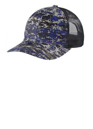 Port Authority ® Digi Camo Snapback Trucker Cap C404 - Patriot Blue Digi/ Grey Steel | Port Authority