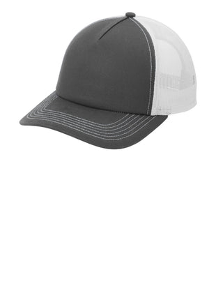 Port Authority® Low-Profile Snapback 5-Panel Trucker Cap C405LP - Grey Steel/ White | Port Authority