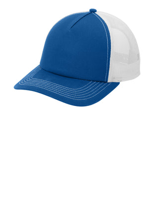 Port Authority® Low-Profile Snapback 5-Panel Trucker Cap C405LP - Patriot Blue/ White | Port Authority