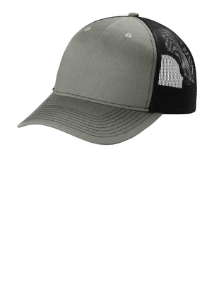 Port Authority® Snapback Five-Panel Trucker Cap C405 - Heather Grey/ Black | Port Authority