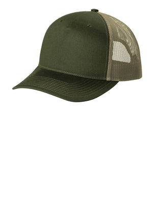 Port Authority® Snapback Five-Panel Trucker Cap C405 - Olive Drab Green/ Tan | Port Authority