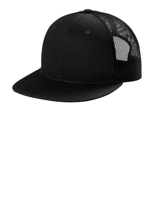 Port Authority® Snapback Flat Bill Trucker Cap C407 - Black | Port Authority