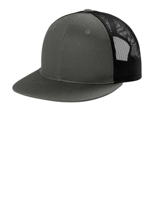 Port Authority® Snapback Flat Bill Trucker Cap C407 - Grey Steel/ Black | Port Authority