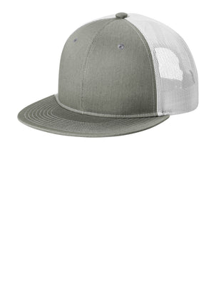 Port Authority® Snapback Flat Bill Trucker Cap C407 - Heather Grey/ White | Port Authority