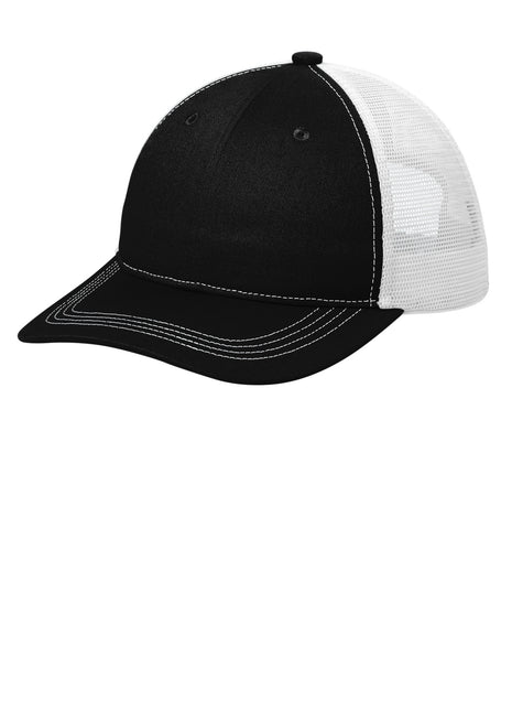 Port Authority® Unstructured Snapback Trucker Cap C409 - Black/ White | Port Authority