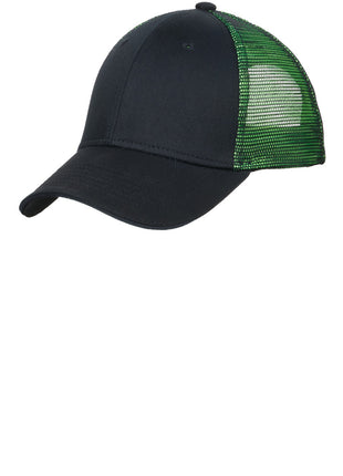 Port Authority® Double Mesh Snapback Sandwich Bill Cap. C818 - Black/ Shock Green | Port Authority