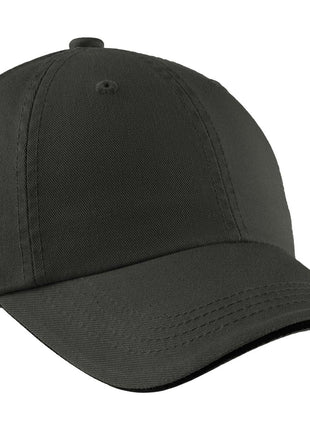 Port Authority® Sandwich Bill Cap with Striped Closure.  C830 - Charcoal/ Black | Port Authority