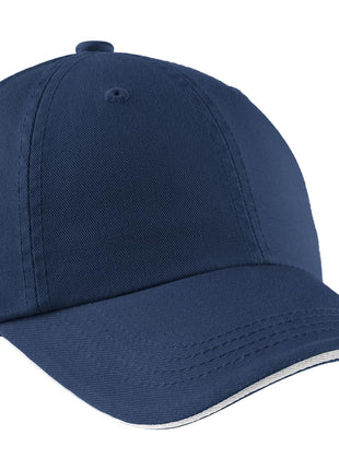 Port Authority® Sandwich Bill Cap with Striped Closure.  C830 - Ensign Blue/ White | Port Authority