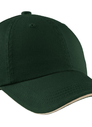 Port Authority® Sandwich Bill Cap with Striped Closure.  C830 - Hunter/ Stone | Port Authority