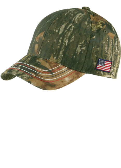 Port Authority® Americana Contrast Stitch Camouflage Cap. C909 - Mossy Oak New Break-Up | Port Authority