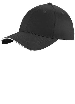 Port Authority® Unstructured Sandwich Bill Cap. C919 - Black/ White | Port Authority