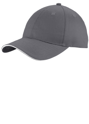 Port Authority® Unstructured Sandwich Bill Cap. C919 - Charcoal/ White | Port Authority
