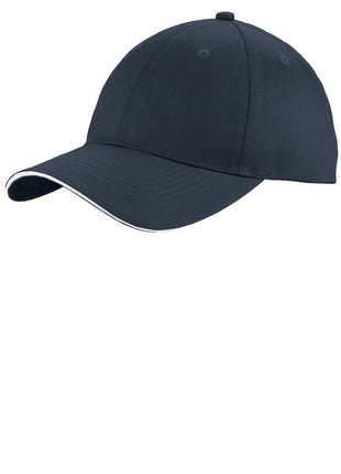 Port Authority® Unstructured Sandwich Bill Cap. C919 - Navy/ White | Port Authority