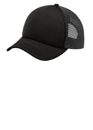 Port Authority ® 5-Panel Twill Foam Trucker Cap. C936 - Black/ Black | Port Authority