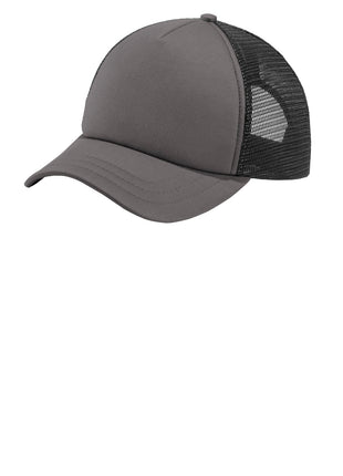 Port Authority ® 5-Panel Twill Foam Trucker Cap. C936 - Charcoal/ Black | Port Authority