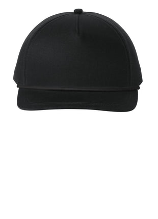 Port Authority® Snapback Five-Panel Rope Cap C962 - Black/ Black | Port Authority