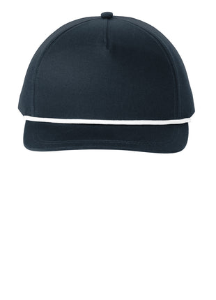 Port Authority® Snapback Five-Panel Rope Cap C962 - Navy/ White | Port Authority