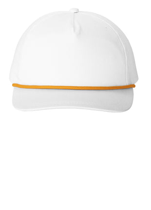Port Authority® Snapback Five-Panel Rope Cap C962 - White/ Athletic Gold | Port Authority