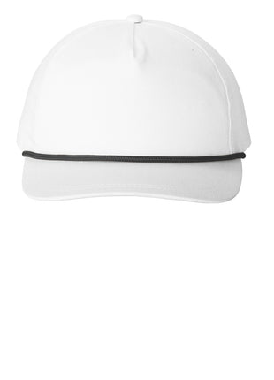 Port Authority® Snapback Five-Panel Rope Cap C962 - White/ Black | Port Authority